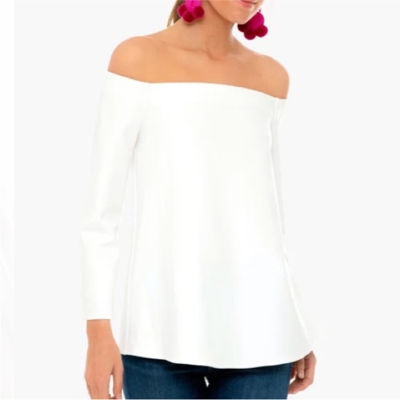Tuckernuck Miranda Off Shoulder 3/4 Length Top White NWOT XS - Picture 12 of 13